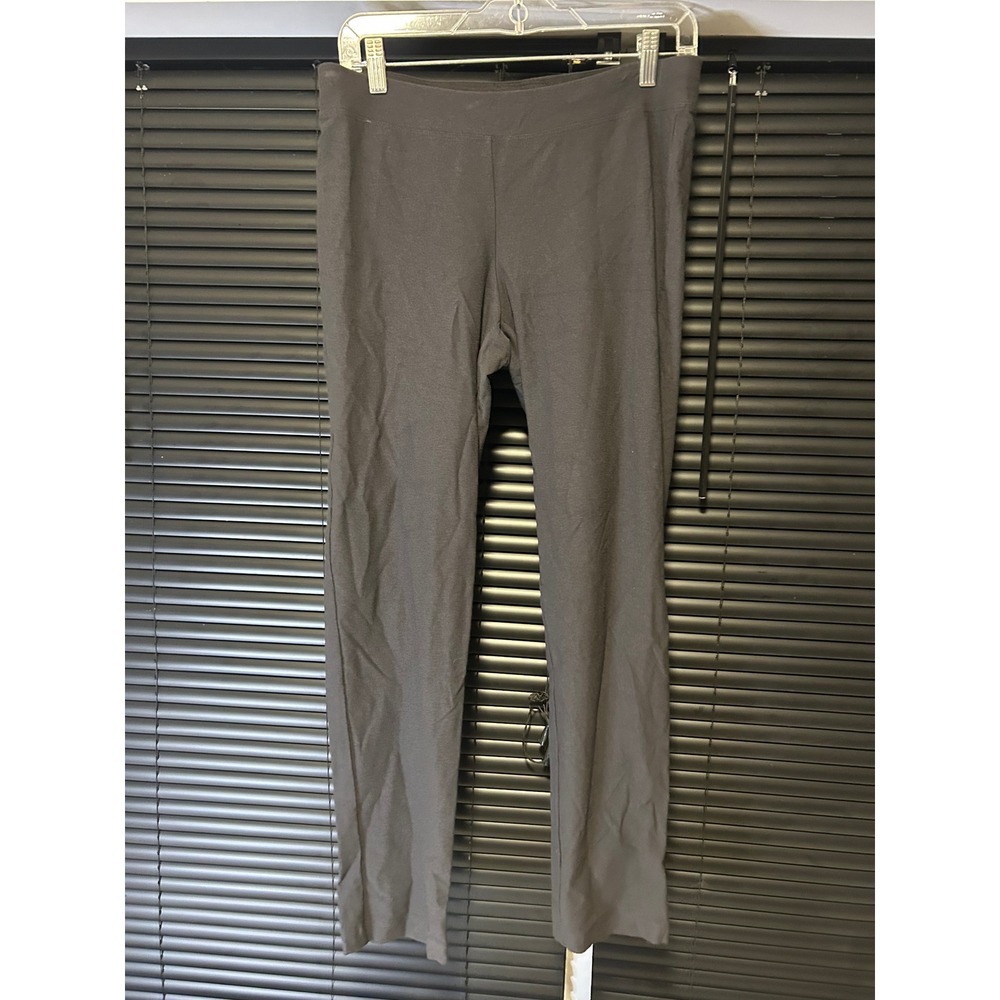 Eileen Fisher Slim Leg Pants Womens Small Black Viscose Stretch S19TK Minimalist